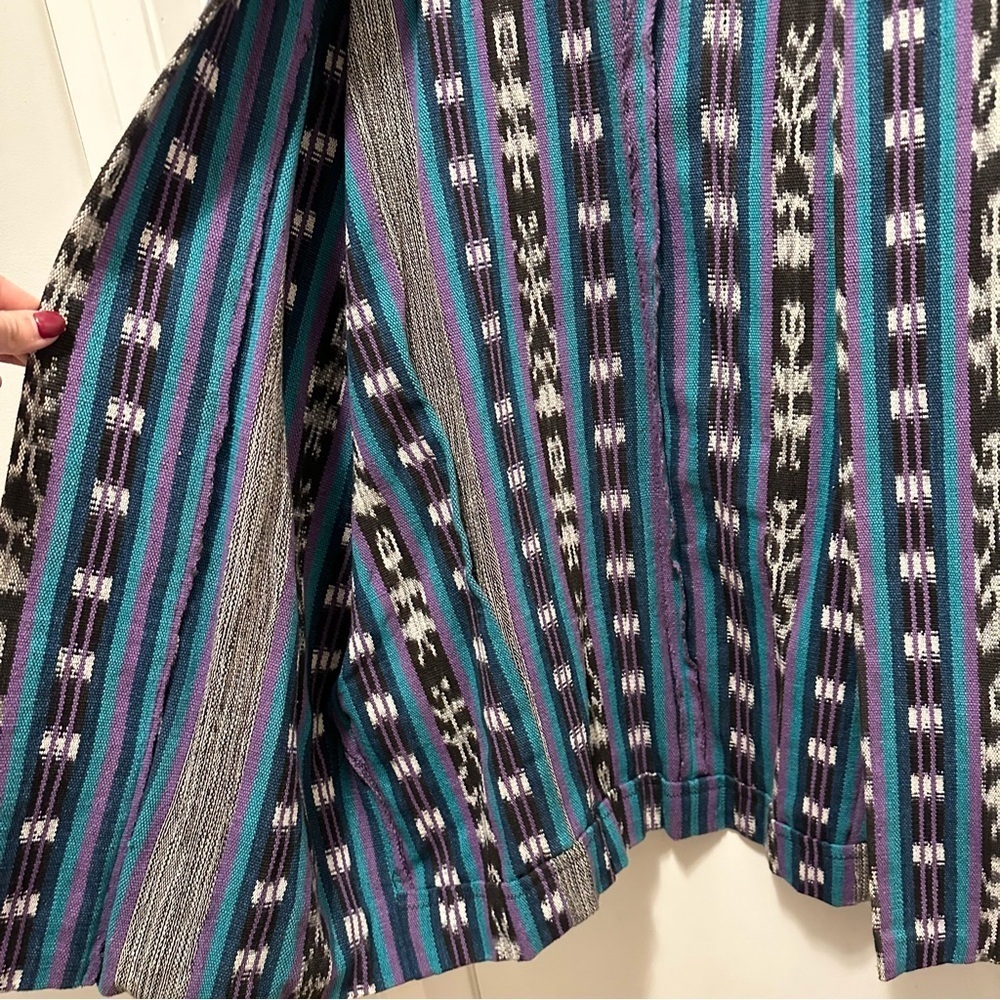 LOS ARTESANOS DE SAN JUAN Vintage Handwoven Native Print Open Woven Jacket XL - Picture 4 of 7